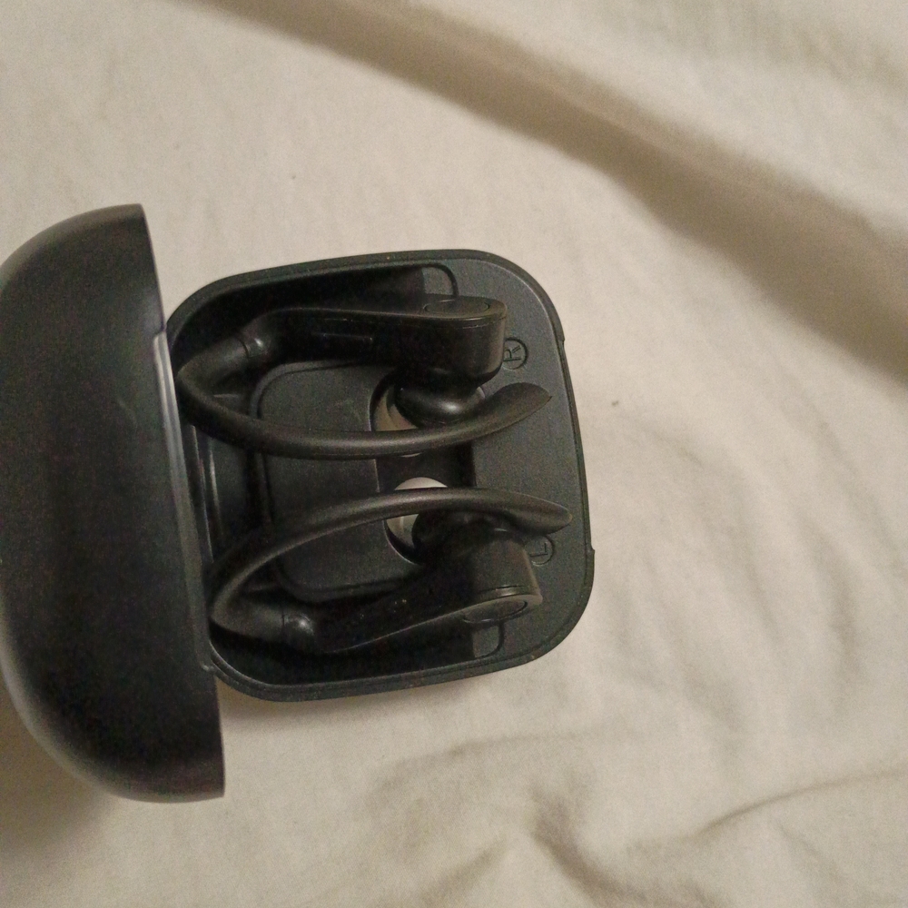 Black Wireless Earhook Earbuds With Charging Case - image 4